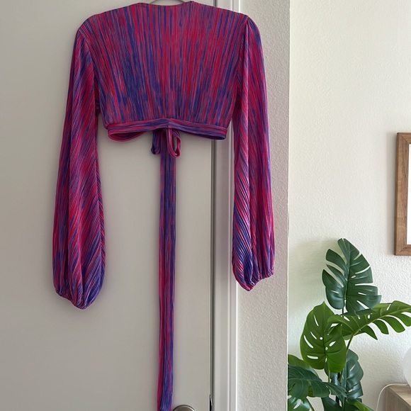 Matching Set! Cotton Candy Hot Pink Purple Long Sleeve Wrap Top Maxi Skirt Vacay - Picture 8 of 14
